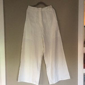 snselection Italian white wide leg linen pants NWT